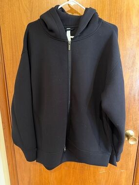 Zella Black Full-Zip Long Hooded Sweatshirt